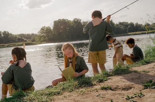 Fishing With Kids On A Riverbank